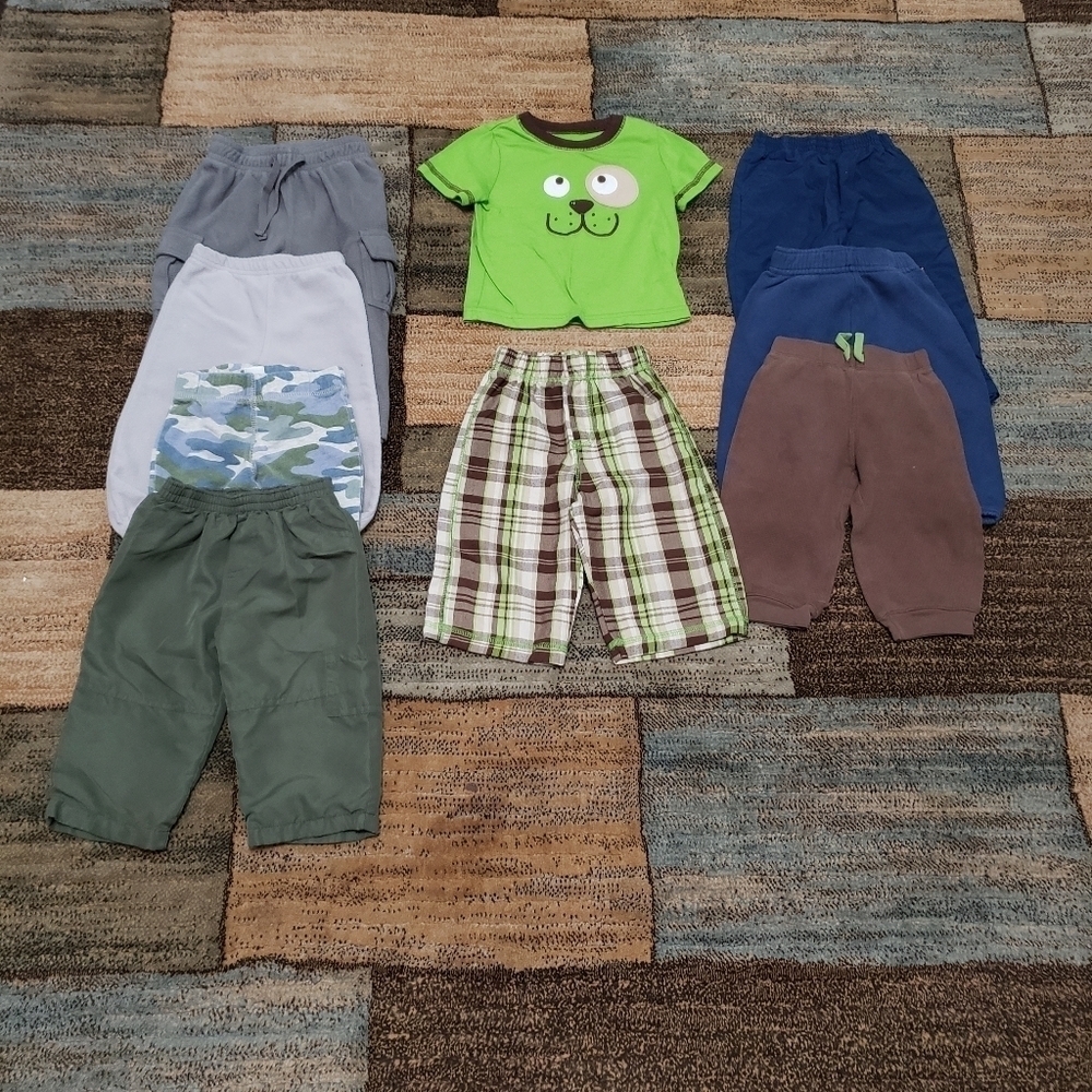 Baby boys size 12M bundle of 9 mostly pants